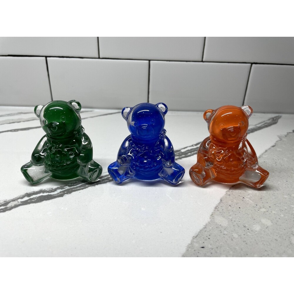 Set of 3 France Cristal D'Arques Ourson Teddy Bear Pure French Crystal Figurines